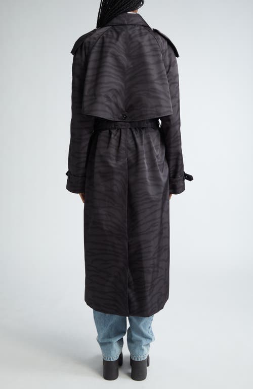 Stella Mccartney Tiger Print Nylon Trench Coat In 1000 - Black
