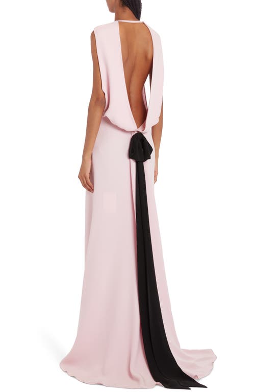 Shop Valentino Open Back Silk Cady Gown In Taffy/nero