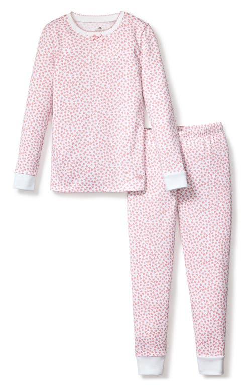 Petite Plume Kids' Sweethearts Fitted Two-Piece Pima Cotton Pajamas Pink at Nordstrom, Y