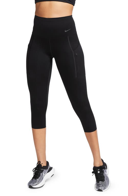 Shop Nike Dri-fit Go Firm Support High Waist Crop Leggings In Black/black