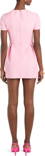 Valentino Garavani Bow Detail Long Sleeve Crepe Couture Midi Dress in Pink