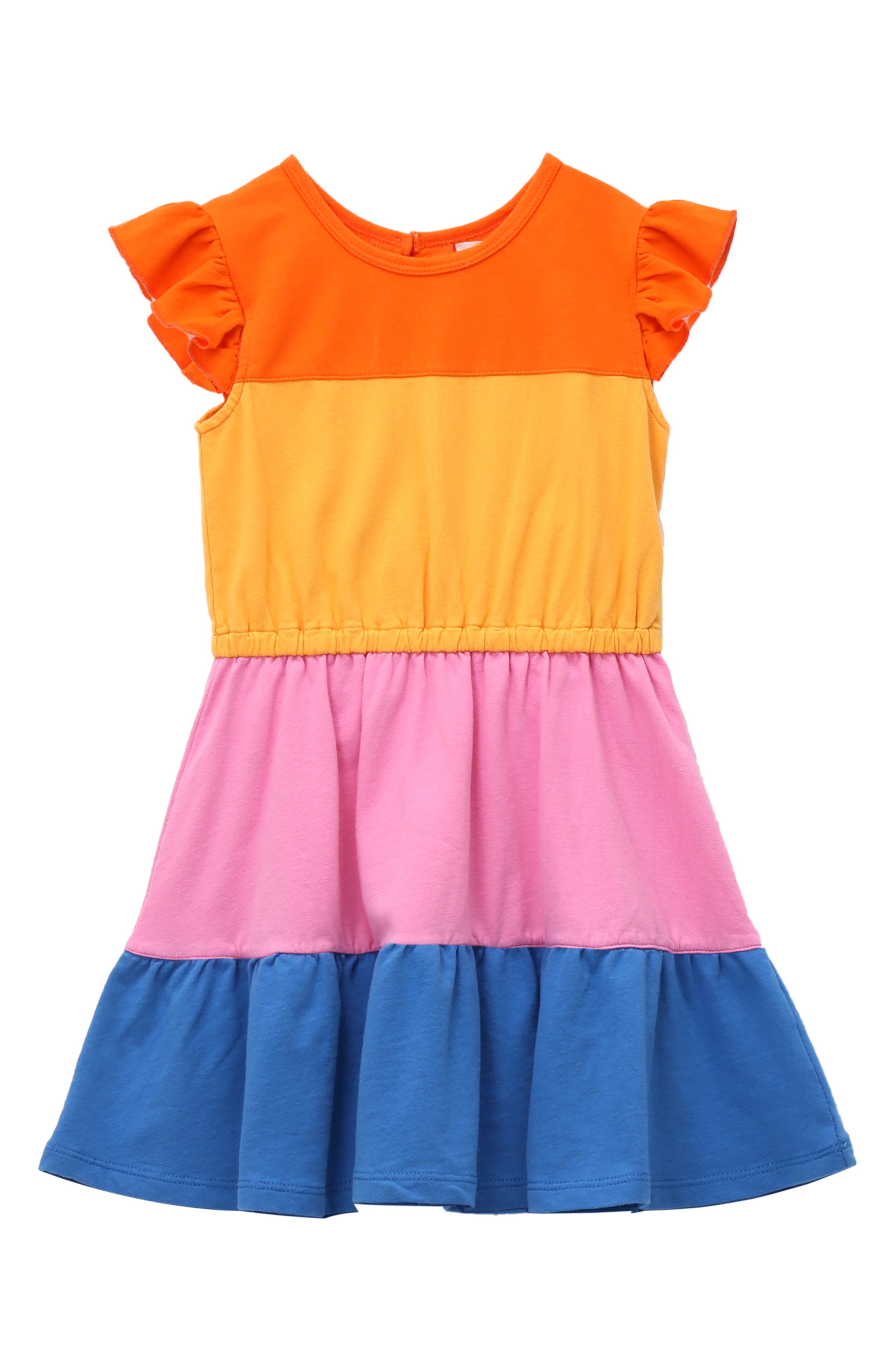 Nordstrom Clothing Dresses Knitted Dresses Kids Colorblock Tiered Cotton Dress in Multi at Nordstrom 