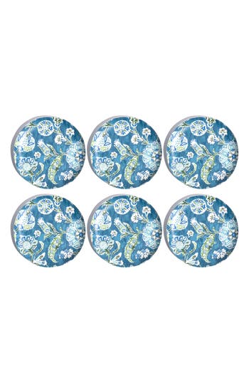 Shop Tarhong Hana Ikat Set Of Six Melamine Salad Pates In Blue
