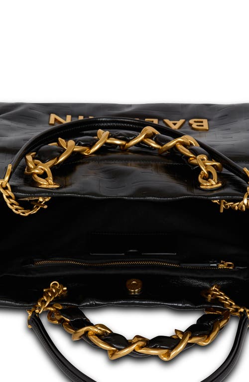BALMAIN BALMAIN 1945 MONOGRAM EMBOSSED SOFT LEATHER TOTE 