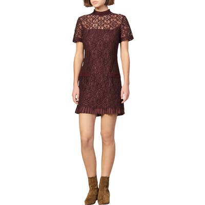 Sandro Bordaux Lace Cocktail Dress, 6 FR - Purple