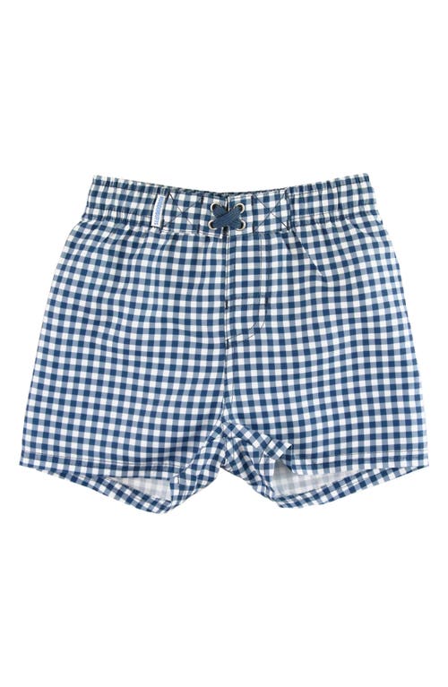 Ruggedbutts Kids' Gingham Check Swim Trunks In Navy Gingham