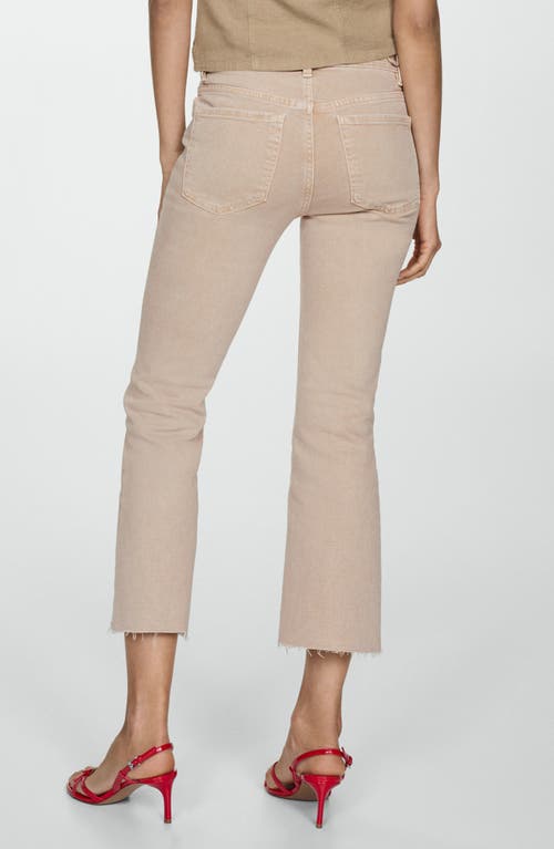Shop Mango Sienna Raw Hem Crop Flare Jeans In Sand