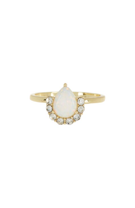 Created Opal Half Halo Stone Ring