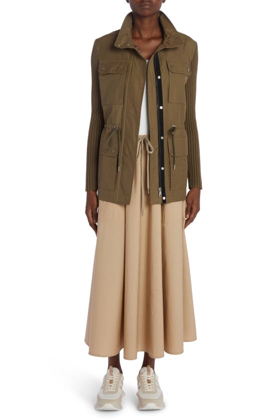 Shop Moncler Cotton Midi Skirt In Croissant