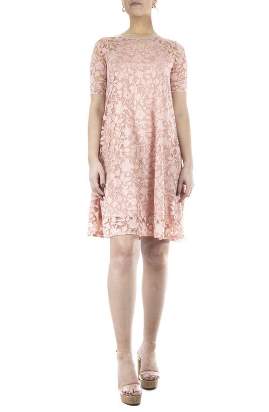 Nina Leonard Burnout Trapeze Dress In Blush