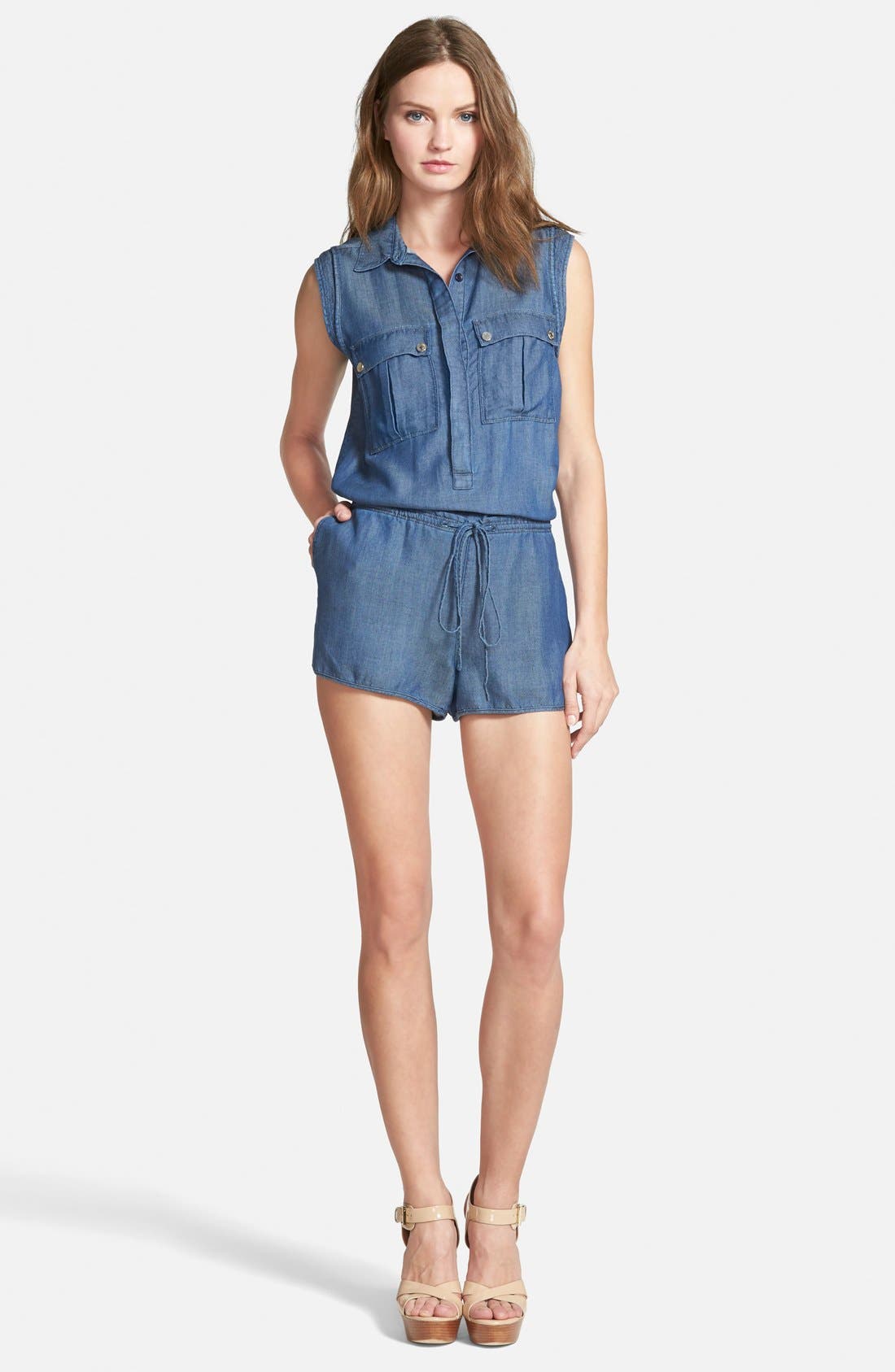 sleeveless denim romper
