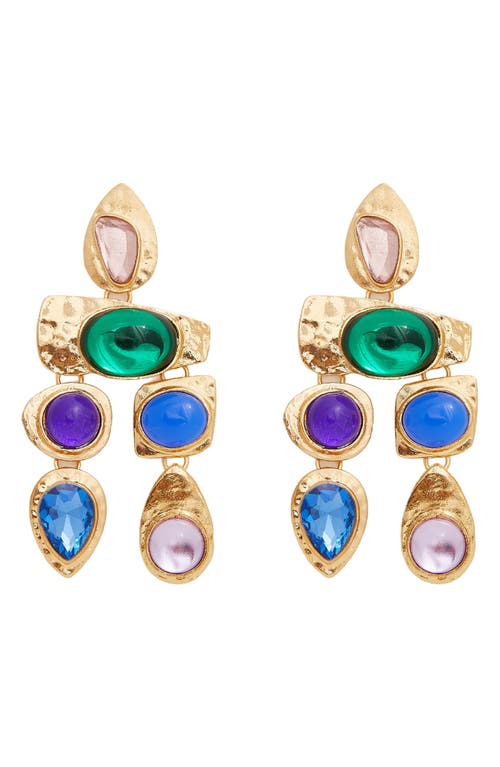 Shop Petit Moments Resin Stone Drop Earrings In Gold/blue Jewel