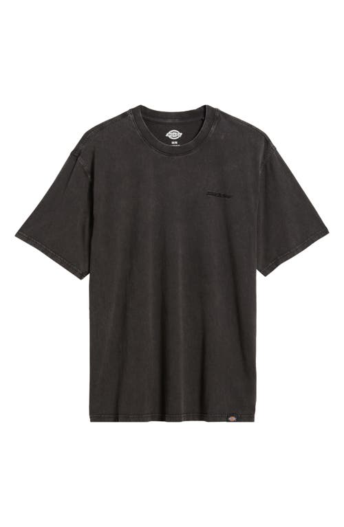 Dickies Embroidered Logo T-shirt In Acid Wash Black
