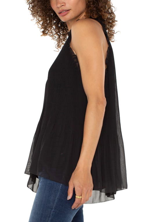 Shop Liverpool Sleeveless Ruffle Plissé Top In Black