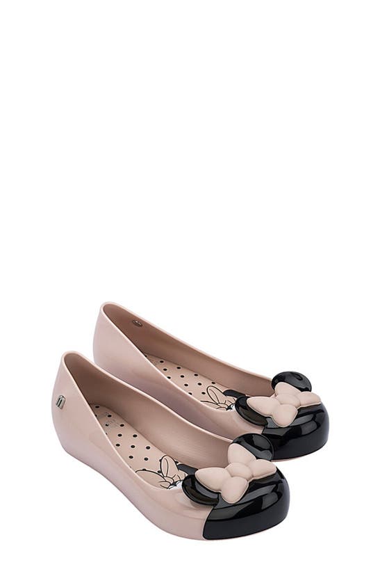 Mini Melissa Kids' X Disney Minnie Mouse Ultragirl Ballet Flat In Pink/ Black