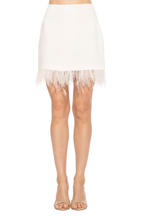 Flora Feather Trim Miniskirt