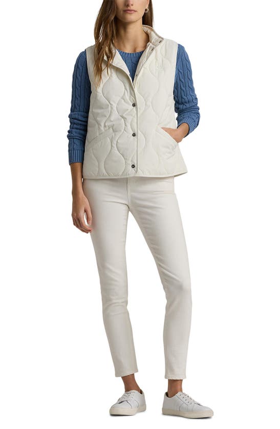 Shop Lauren Ralph Lauren Lauren Quilted Snap-up Vest In Cream