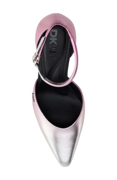 Dkny Cillian Ankle Strap Pointed Toe Pump In Rose/silver