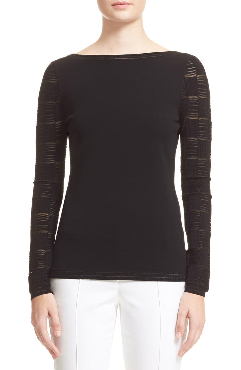 St. John Collection Transparent Grid Jersey Knit Sweater | Nordstrom
