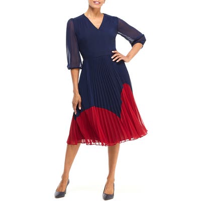 Petite Maggy London Chiffon Fit & Flare Dress, Blue