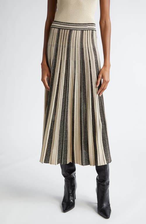 Shop Zimmermann Metallic Pleated Midi Sweater Skirt In Black/gold