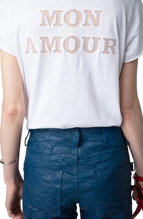 Shop Zadig & Voltaire Tunisien Mon Amour Cotton Graphic T-shirt In Blanc