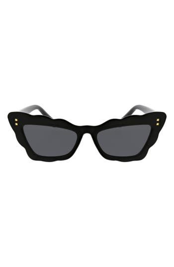 Bcbg 51mm Scalloped Cat Eye Sunglasses In Black