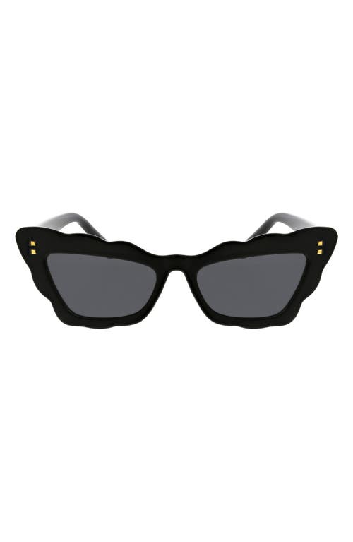 Bcbg 51mm Scalloped Cat Eye Sunglasses In Black