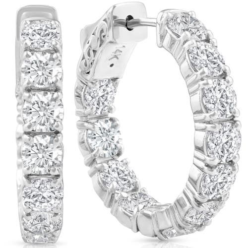 Bliss Diamond 4.40 Ct Tw Huge Diamond Inside Outside Hoops Vault Lock 14k White Gold Lab Grown In 14k White Gold