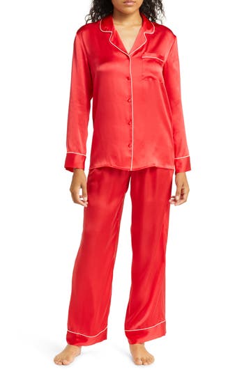 Nordstrom Classic Silk Pajamas In Red Lollipop