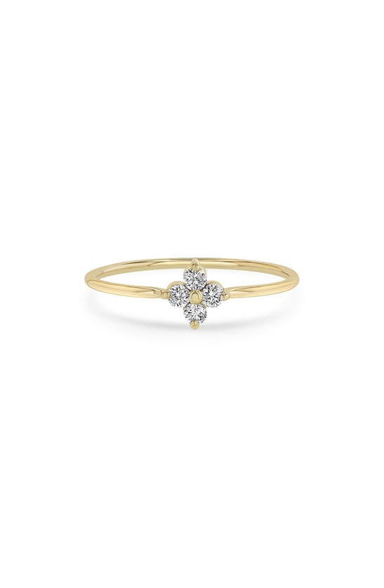 Shop Zoë Chicco Floral Diamond Ring In Yellow Gold