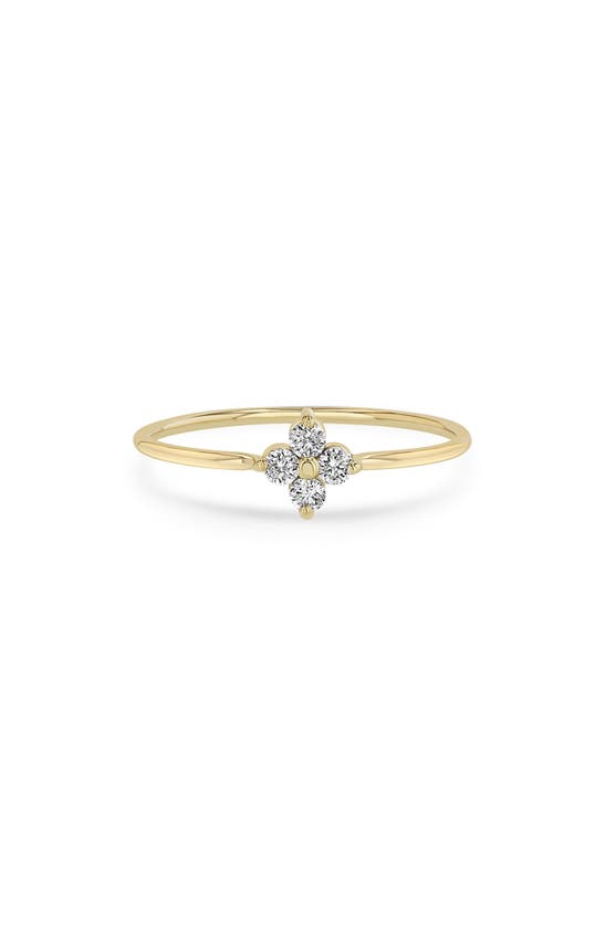 Zoë Chicco 14k Yellow Gold Prong Diamonds Diamond Flower Ring In Yellow Gold