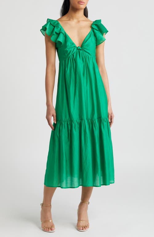 Shop Btfl-life Ruffle A-line Dress In Kelly Green