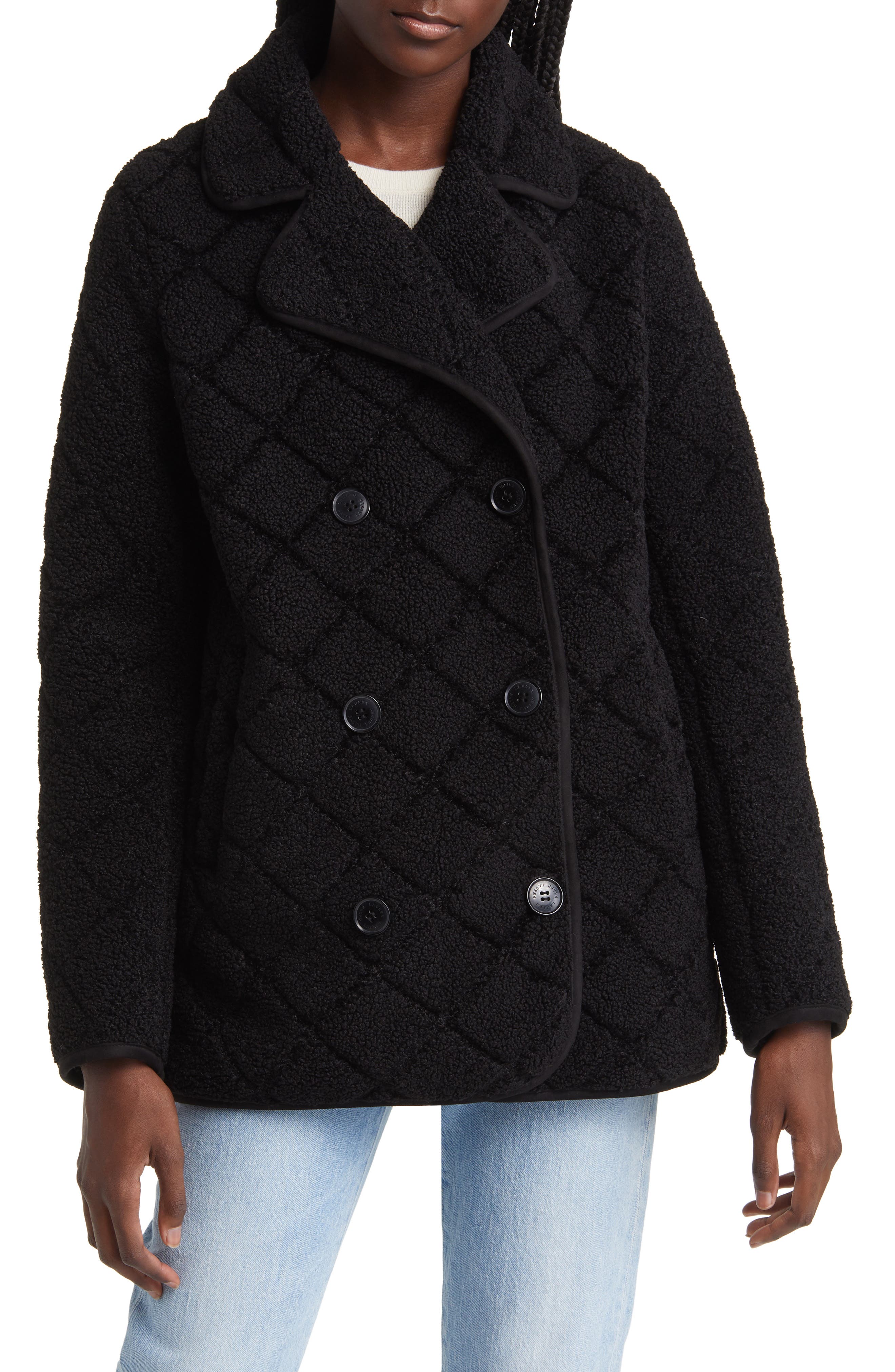 Lauren Ralph Lauren Faux Shearling Peacoat in Black Cover