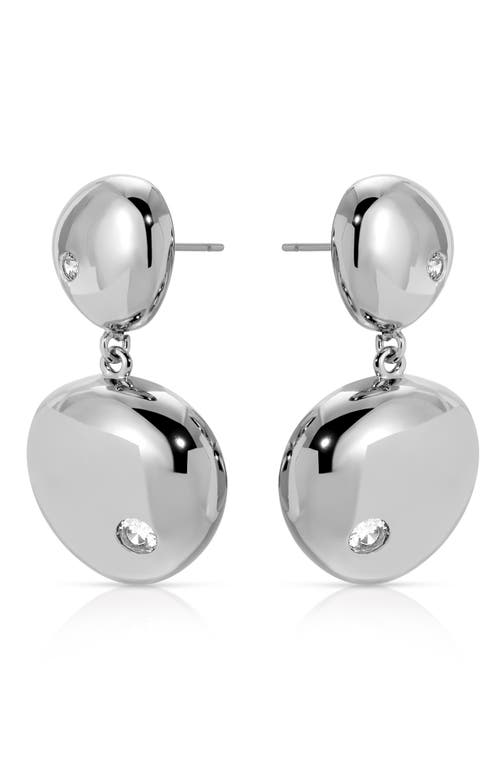 Shop Ettika Polished Pebble Drop Earrings In Rhodium