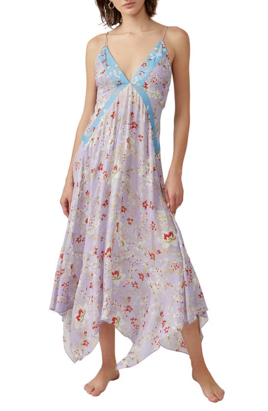 Free People There She Goes Floral Print Sundress In Periwinkle Combo