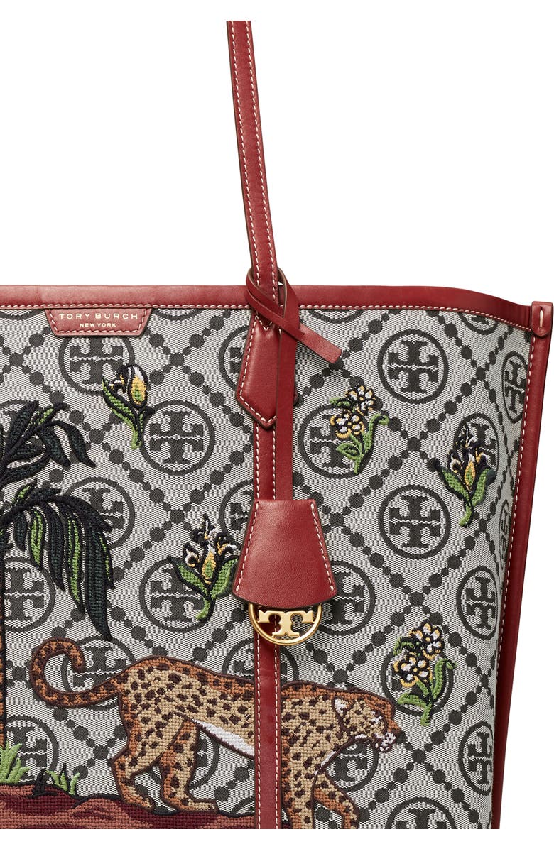 Tory Burch Perry T Monogram Jacquard Embroidered Triple Tote, Alternate, color, 