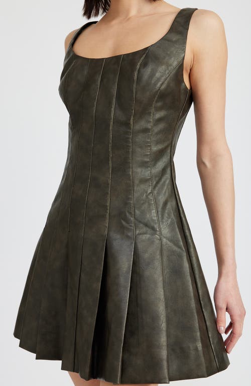 Shop En Saison Drew Faux Leather Minidress In Dark Brown