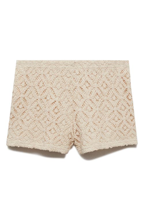 Mango Open Stitch Shorts In Beige