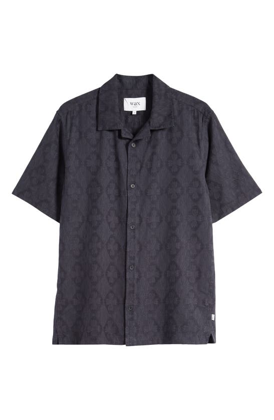 Shop Wax London Newton Cotton Blend Button-up Shirt In Midnight
