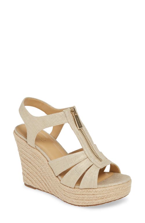 MICHAEL Michael Kors Berkley Platform Wedge in Pale Gold Fabric at Nordstrom, Size 8