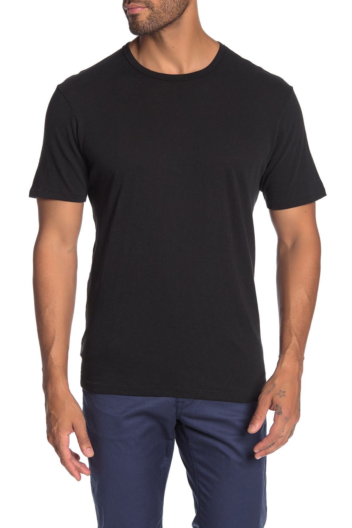 black crew neck shirt mens