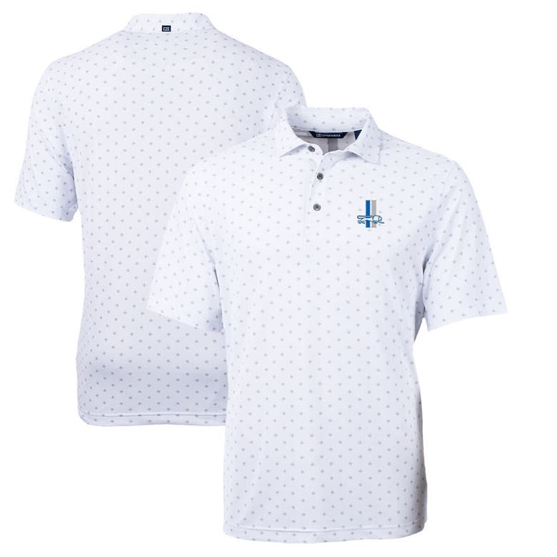 Shop Cutter & Buck White Detroit Lions Throwback Logo Virtue Eco Pique Tile Recycled Polo