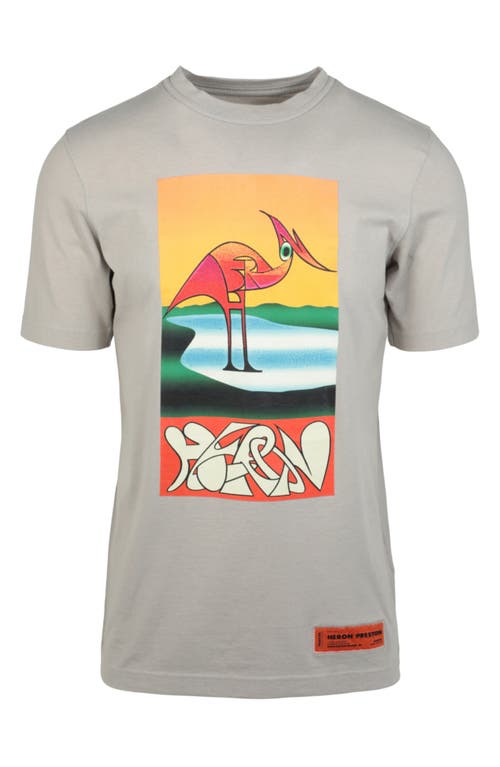 Shop Heron Preston Heron Cotton Graphic Print T-shirt In Grey