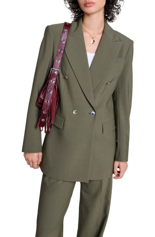 Shop Maje Slim-fit Suit Jacket In Khaki