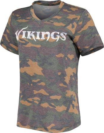 Women s Justin Jefferson Camo Minnesota Vikings Name Number Tri Blend V Neck T Shirt