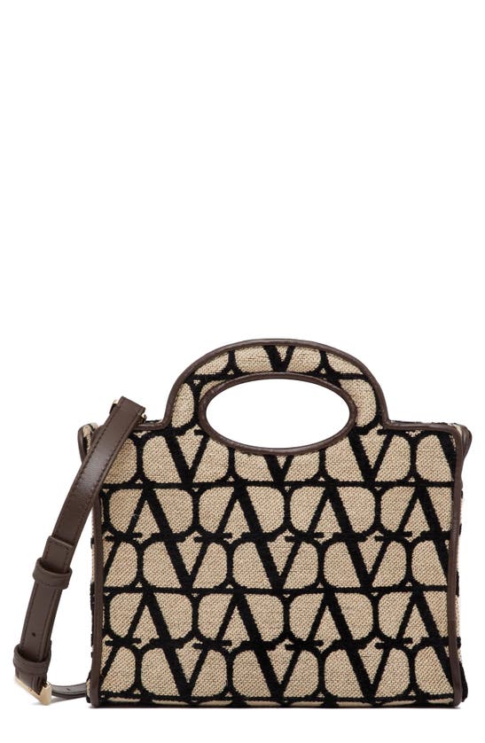 Valentino Garavani Toile Iconographe Le Troisième Mini Shopping Bag In Brown