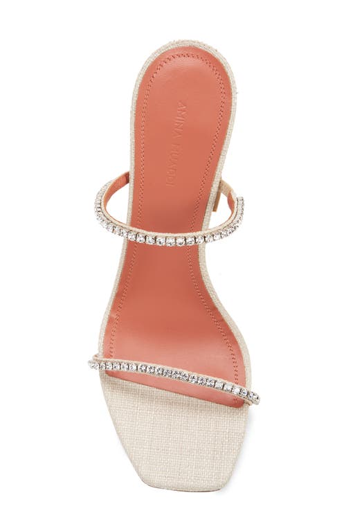 Shop Amina Muaddi Gilda Crystal Strap Slide Sandal In Beige/crystal
