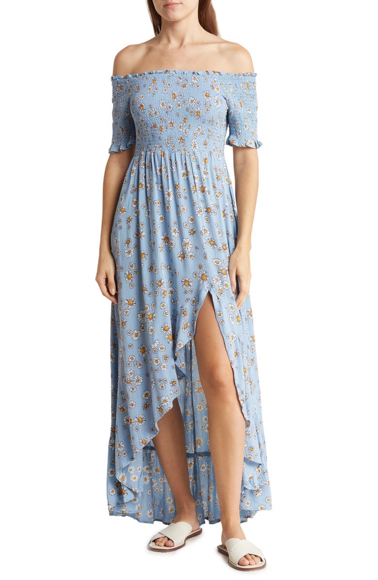 Angie Floral Smocked Short Sleeve Maxi Dress | Nordstromrack