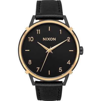 Nixon The Arrow Leather Strap Watch,